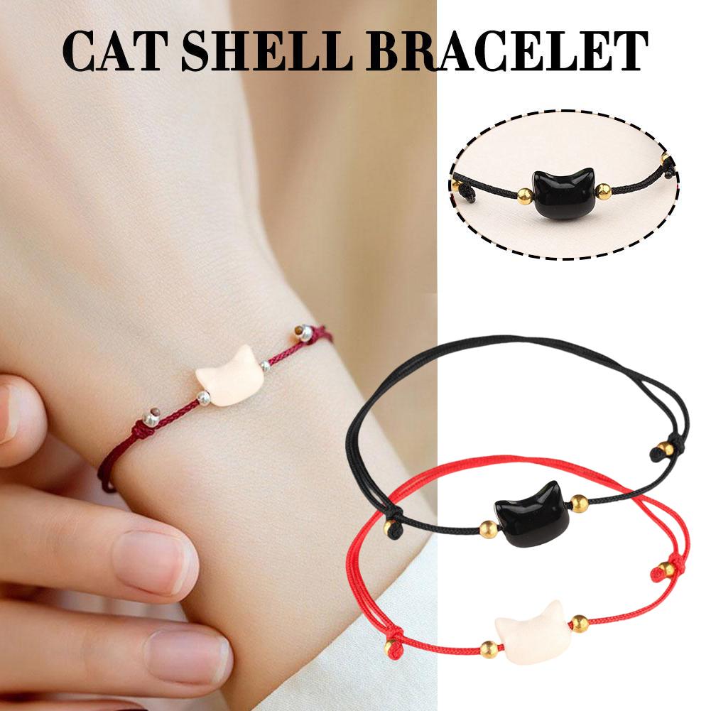thumbnail image 3 of Wartleves Pulsera de gato con piedra lunar, pulsera de piedra lunar con cabeza de gato natural, pulsera de obsidiana negra natural, pulseras de cuerda con cuentas de gato, pulsera trenzada ajustable h, 3 of 7