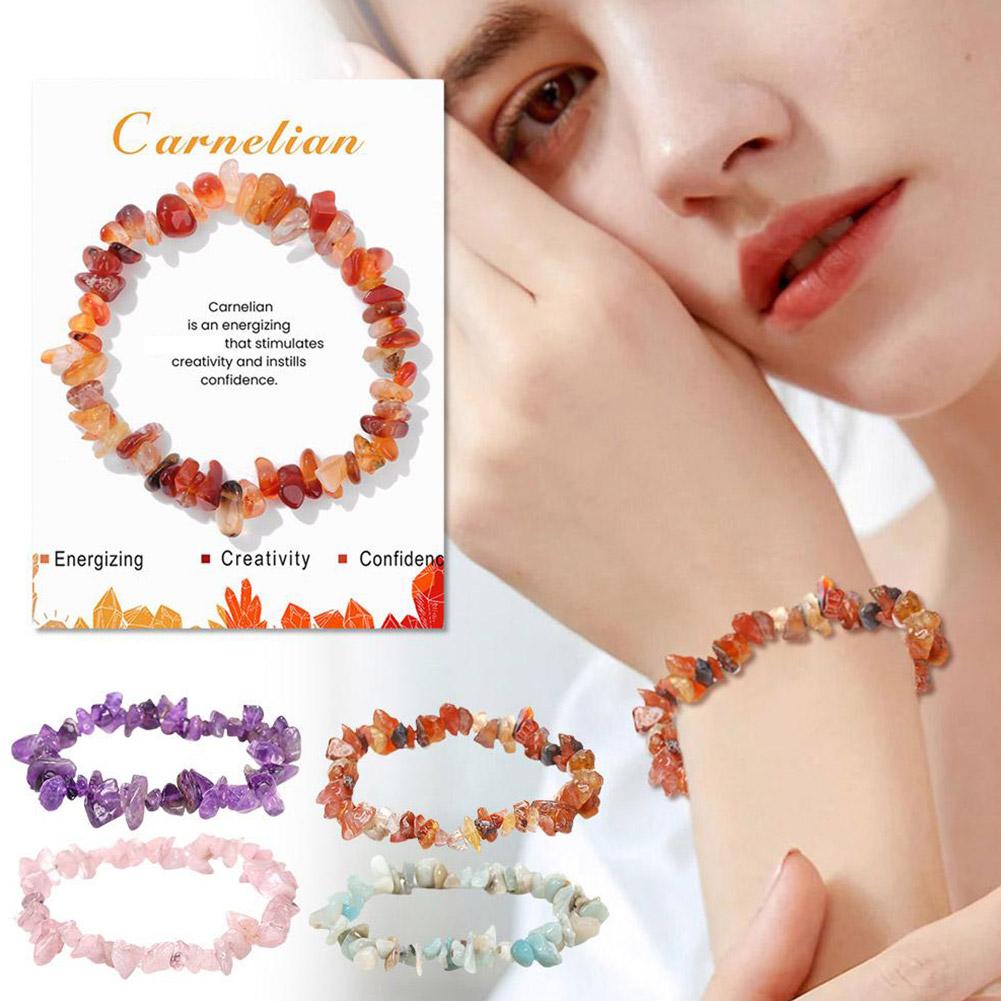 thumbnail image 4 of SGACAI Pulsera elástica de cuentas de grava natural, pulsera de moda, joyería, 4 of 7
