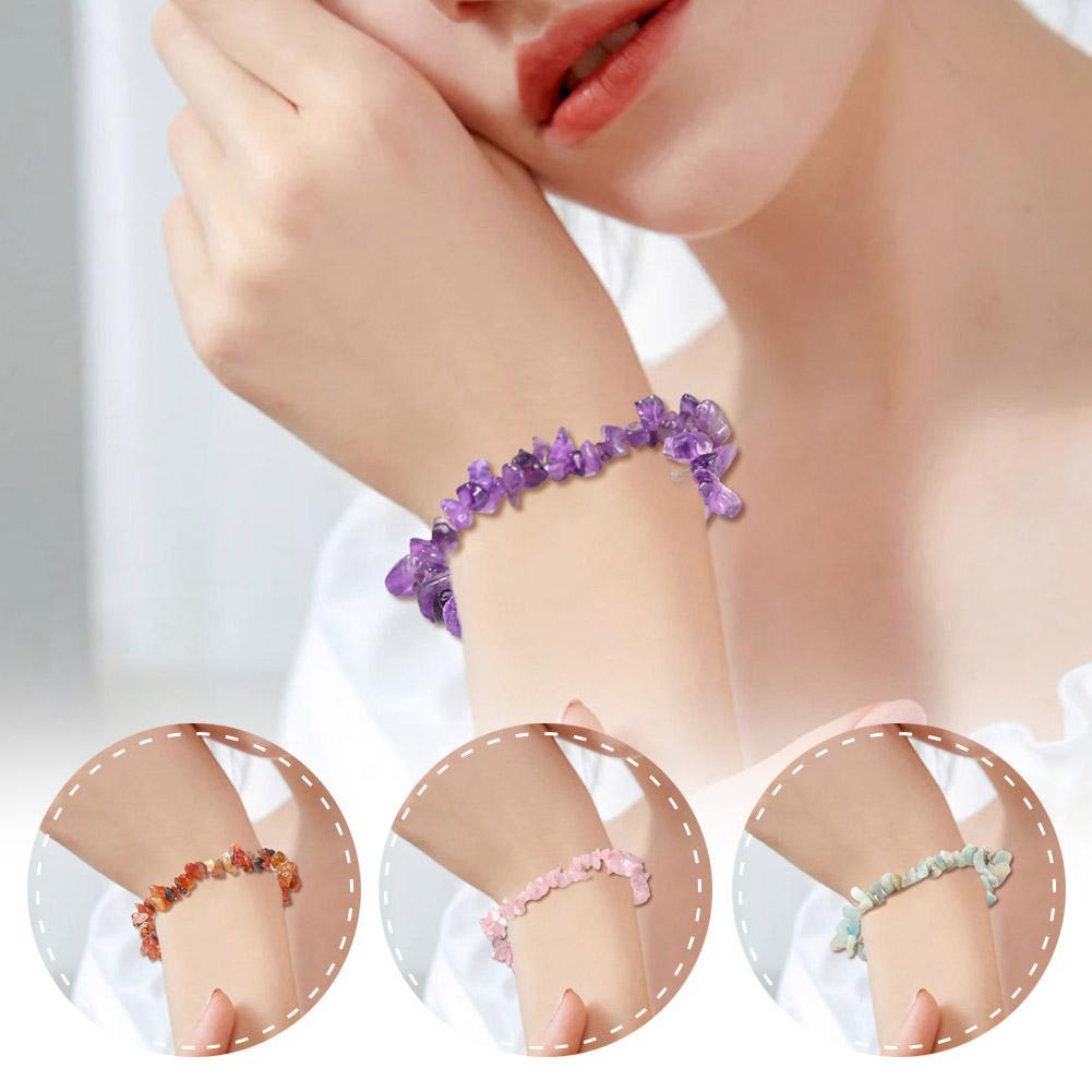 thumbnail image 3 of SGACAI Pulsera elástica de cuentas de grava natural, pulsera de moda, joyería, 3 of 7