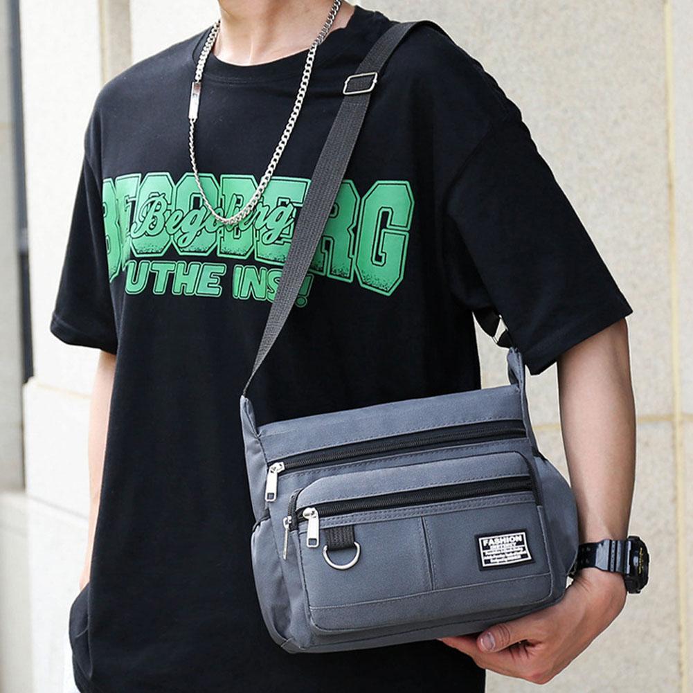 thumbnail image 4 of Ruifaya Bolso de hombro para hombre, bolso de mensajero de tela Oxford impermeable, bolso cruzado informal>, 4 of 7