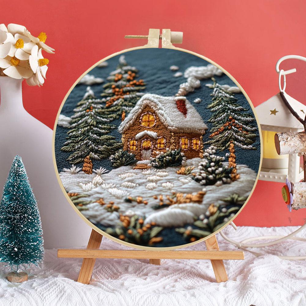 thumbnail image 3 of Wartleves Kit de bordado navideño, kits de punto de cruz navideños, kit de bordado de invierno, kits de bordado navideño para adultos, patrones de bordado navideño, para principiantes adultos, 3 of 7