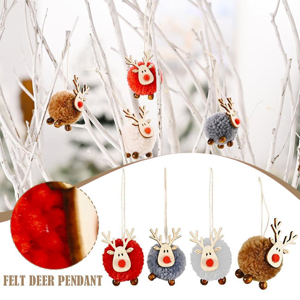 thumbnail image 3 of SGACAI Adornos de alce navideño LQQDREX, adornos colgantes de ciervo de fieltro navideño para árbol de Navidad, regalo colgante de árbol de Navidad, decoración colgante de alce con pompón de corder, 3 of 7