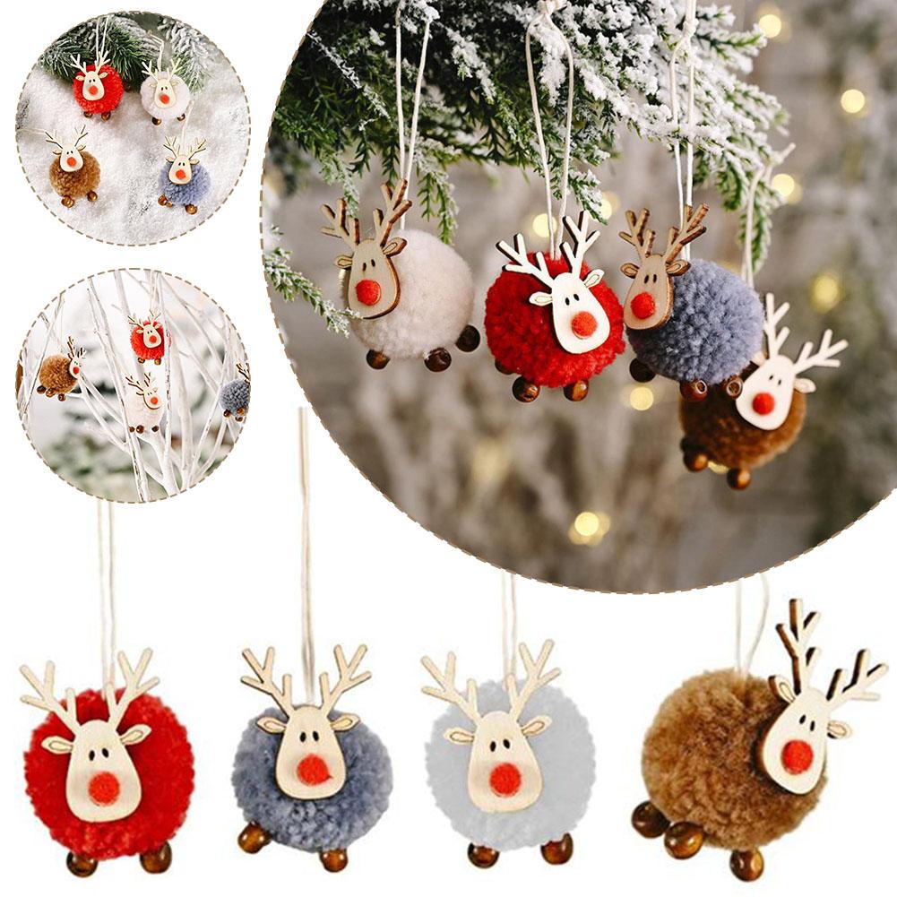 thumbnail image 2 of SGACAI Adornos de alce navideño LQQDREX, adornos colgantes de ciervo de fieltro navideño para árbol de Navidad, regalo colgante de árbol de Navidad, decoración colgante de alce con pompón de corder, 2 of 7