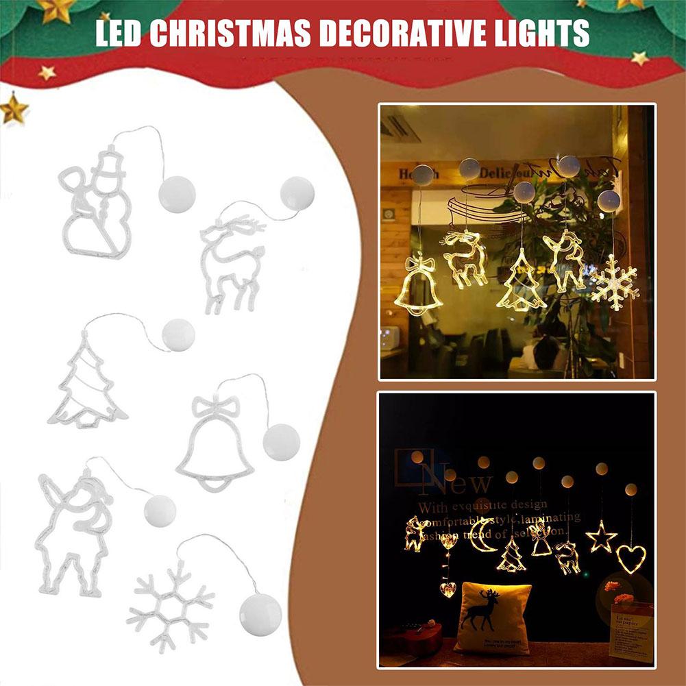 thumbnail image 2 of Wartleves Luces de estrella de muñeco de nieve navideño, decoración de ventana navideña, luces LED navideñas [* μ!, 2 of 7