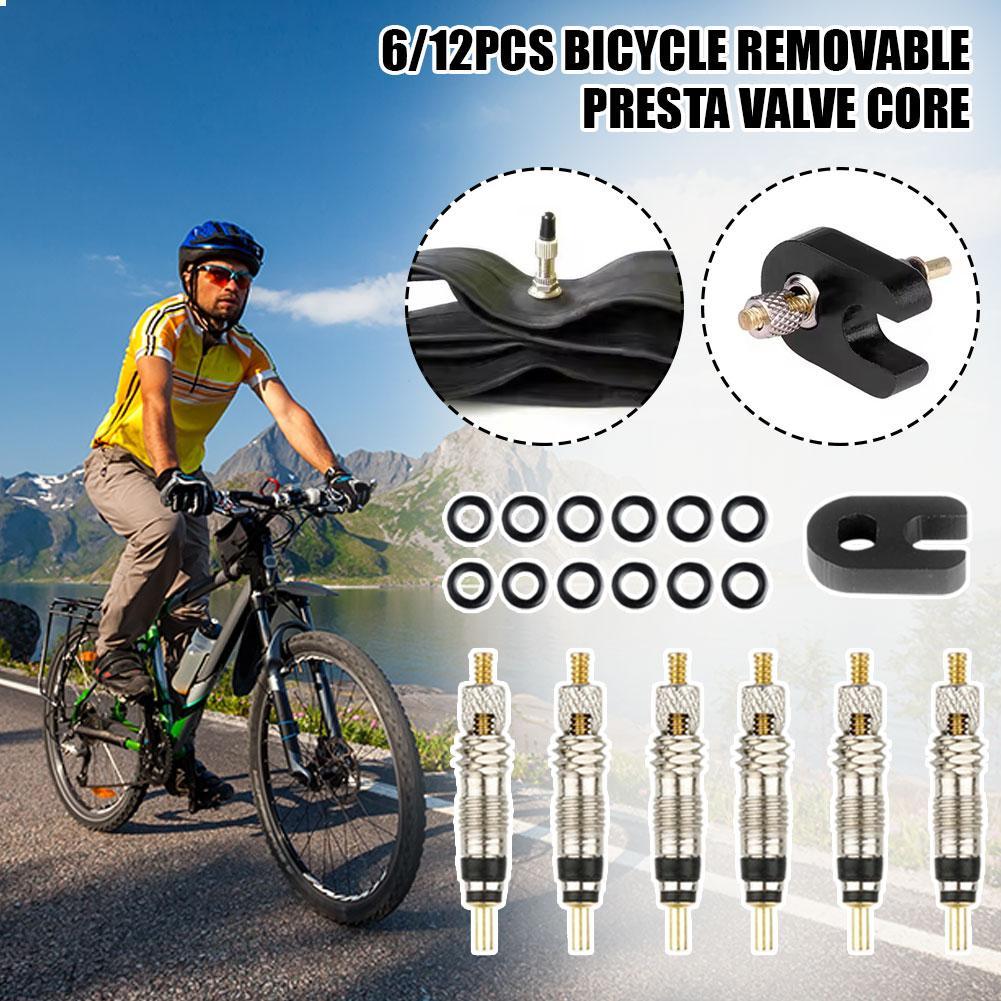 thumbnail image 2 of SGACAI Núcleo de válvula Presta extraíble para bicicleta, repuesto para bicicleta sin cámara, de latón, 6/12 unidades, 2 of 7