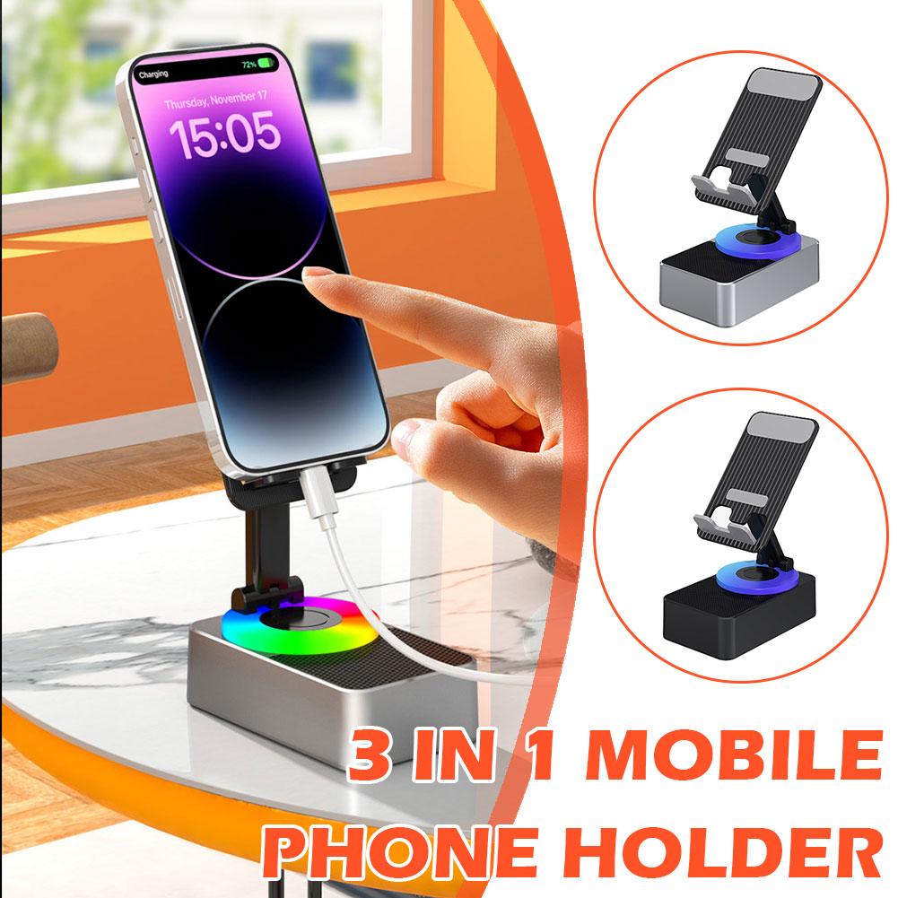 thumbnail image 3 of SGACAI Soporte para teléfono con audio Bluetooth, soporte para teléfono con batería portátil 3 en 1 con altavoz Bluetooth, soporte para tableta ajustable con altavoz inalámbrico, regalo genial para, 3 of 7