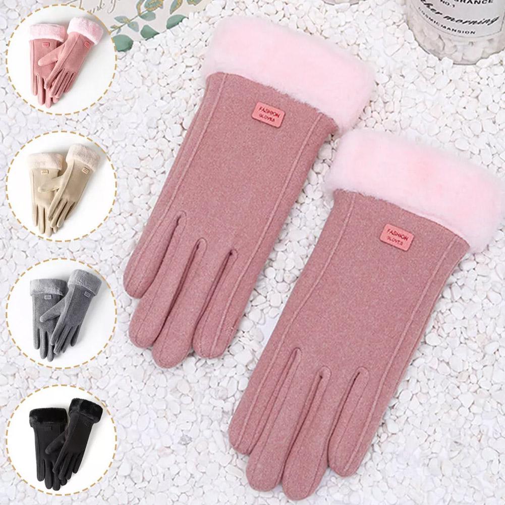 thumbnail image 3 of SGACAI Guantes de felpa gruesos de invierno cálidos para mujer para exteriores, pantalla táctil, ciclismo, estilo coreano:, 3 of 7