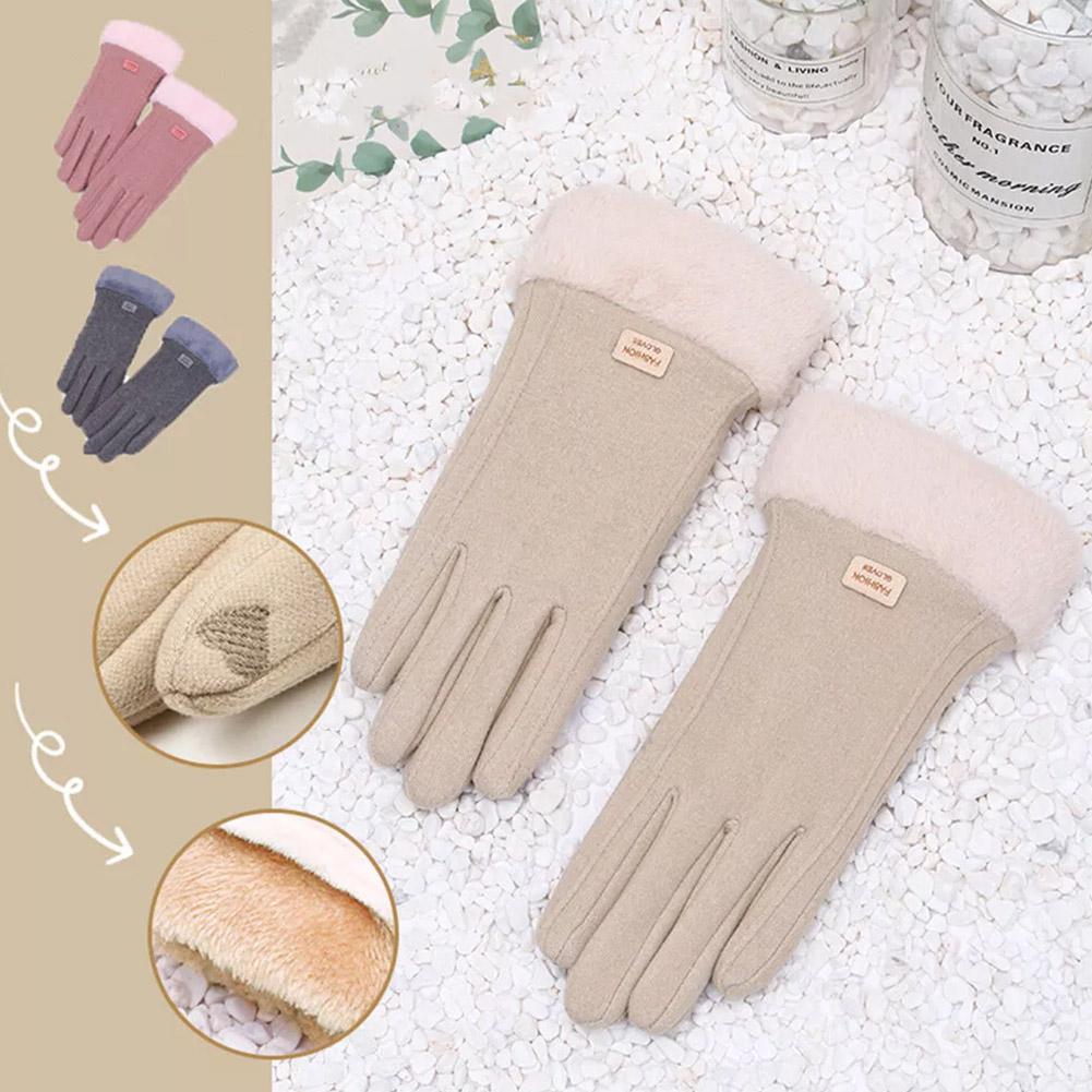 thumbnail image 2 of SGACAI Guantes de felpa gruesos de invierno cálidos para mujer para exteriores, pantalla táctil, ciclismo, estilo coreano:, 2 of 7