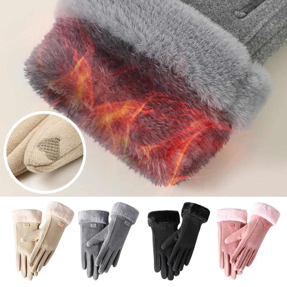 thumbnail image 4 of SGACAI Guantes de felpa gruesos de invierno cálidos para mujer para exteriores, pantalla táctil, ciclismo, estilo coreano:, 4 of 7