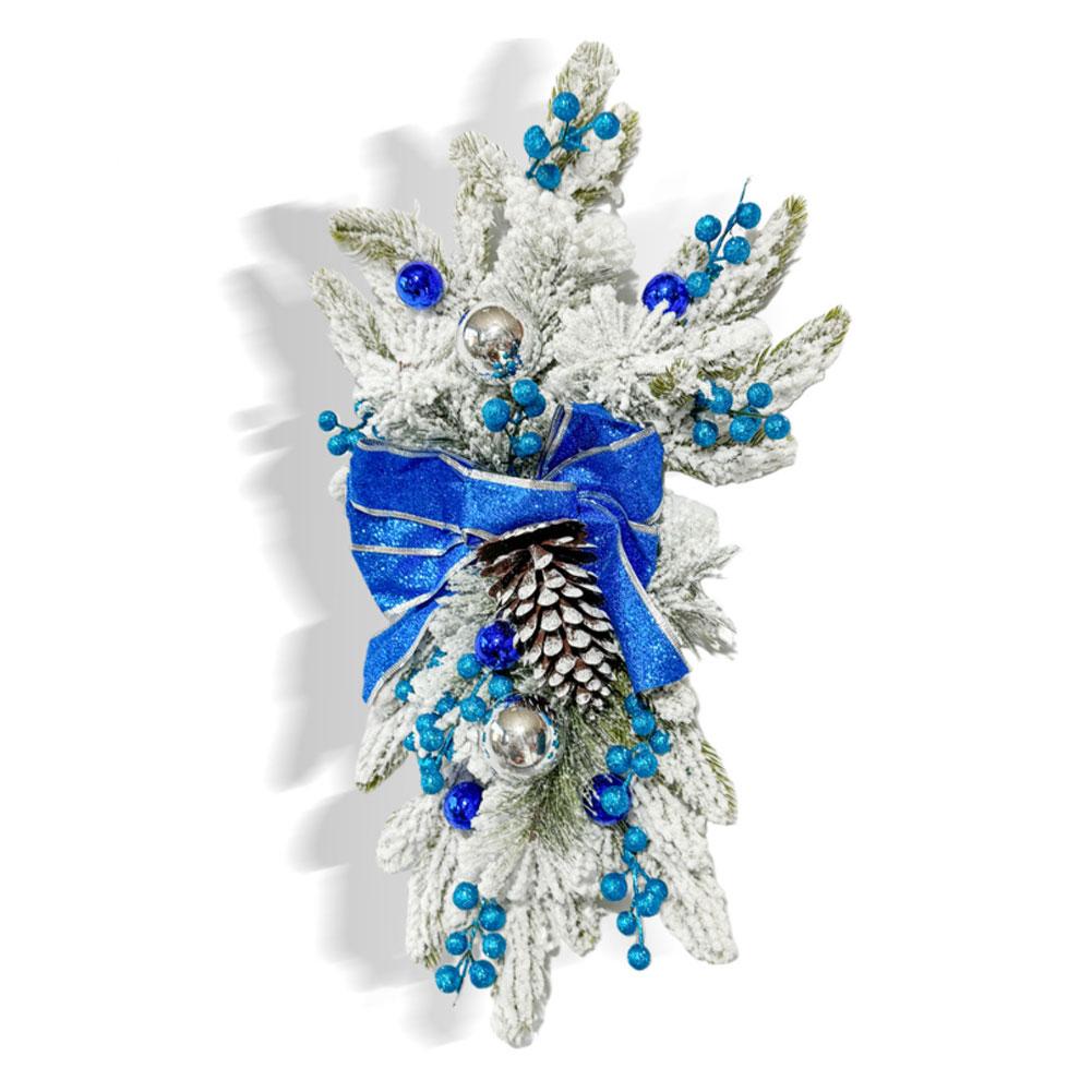 thumbnail image 4 of Wartleves Adorno de corona de flores para decoración de escaleras navideñas, adorno para colgar en la puerta para fiestas, 4 of 7
