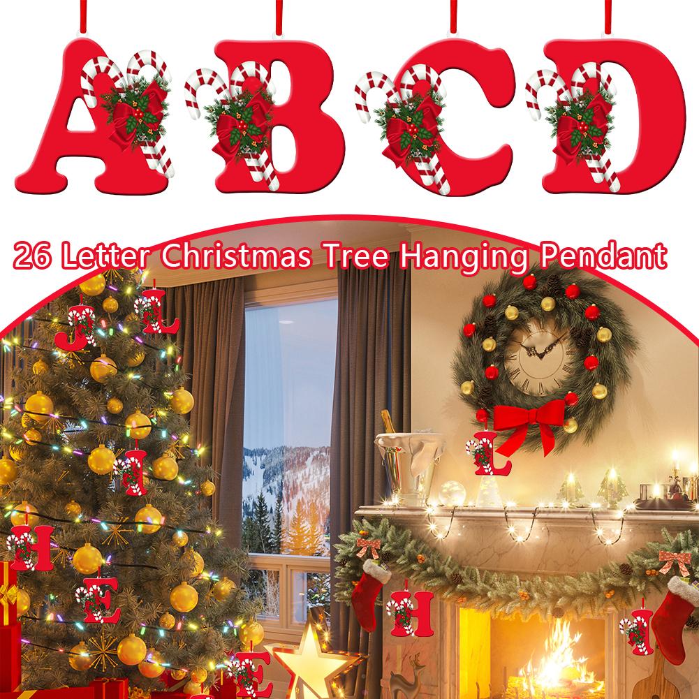 thumbnail image 3 of Wartleves RYGRZJ - Colgante para árbol de Navidad con 26 letras, adornos navideños personalizados con forma de bastón de caramelo, letras de la A a la Z, letras del alfabeto de Navidad para árbol de N, 3 of 7