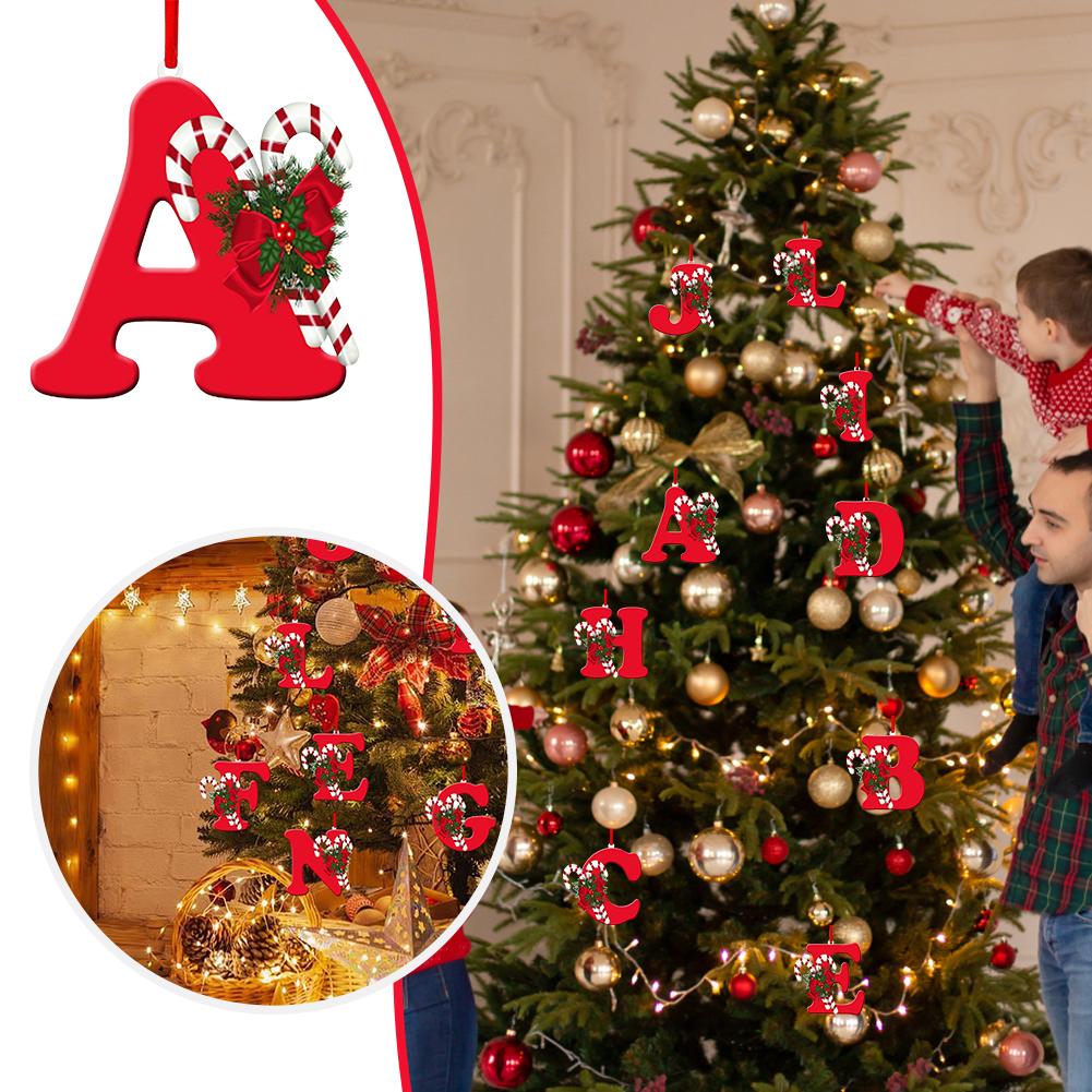 thumbnail image 2 of Wartleves RYGRZJ - Colgante para árbol de Navidad con 26 letras, adornos navideños personalizados con forma de bastón de caramelo, letras de la A a la Z, letras del alfabeto de Navidad para árbol de N, 2 of 7