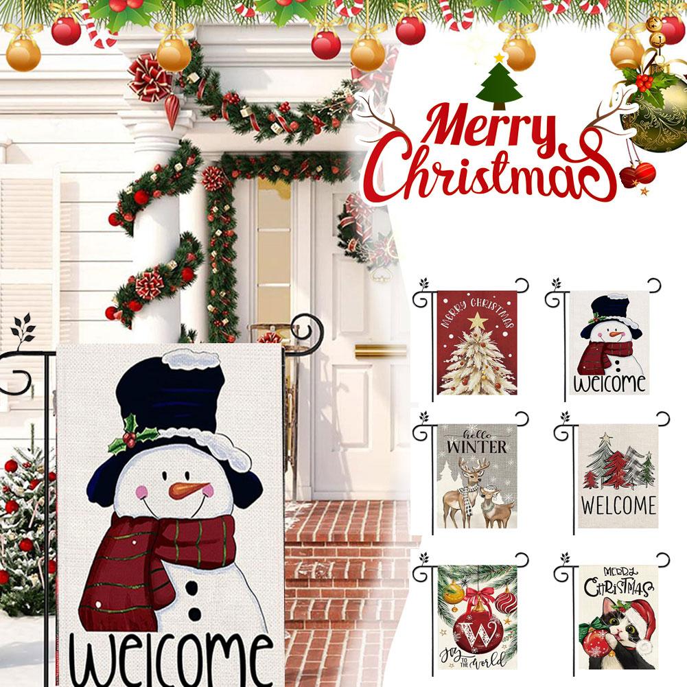 thumbnail image 3 of Ruifaya Guirnalda navideña para jardín, 12 x 18 pulgadas, doble cara, alce navideño, muñeco de nieve, decoración de jardín para exteriores, banderas de bienvenida navideñas para jardín, decoraciones, 3 of 7