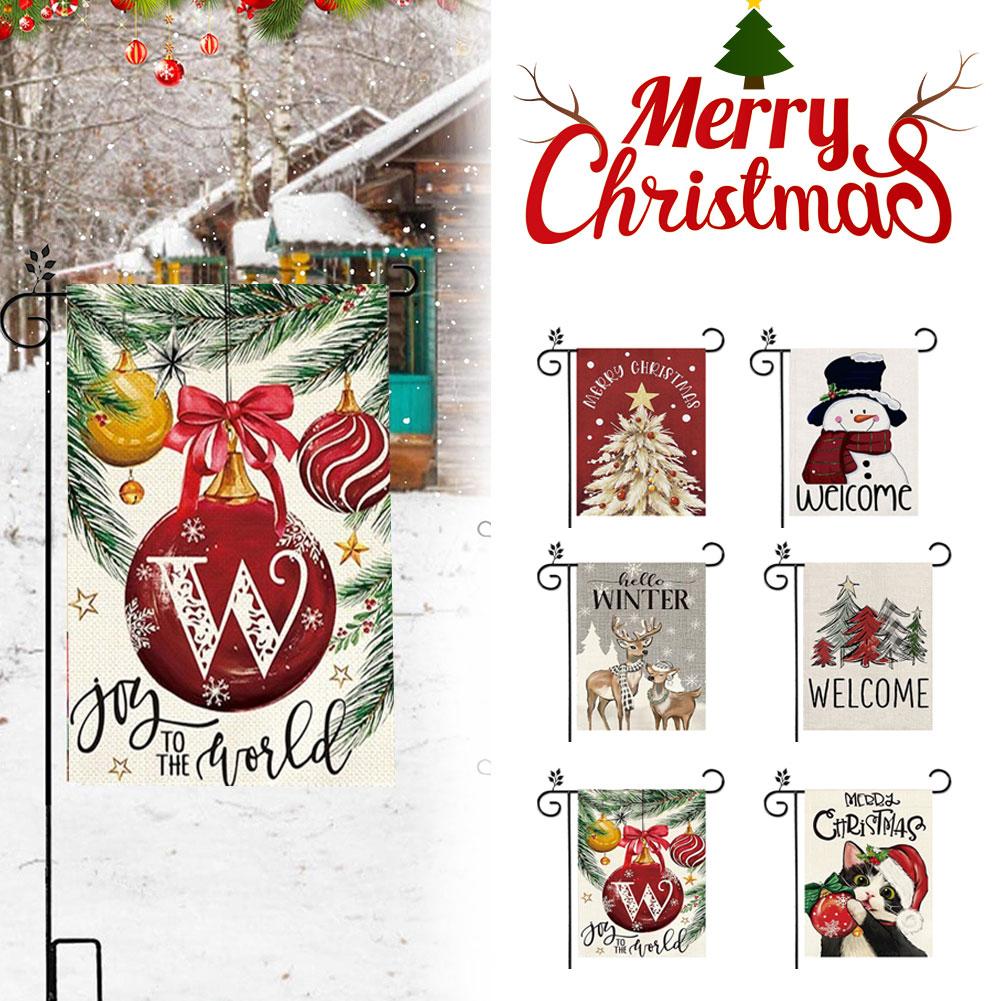 thumbnail image 2 of Ruifaya Guirnalda navideña para jardín, 12 x 18 pulgadas, doble cara, alce navideño, muñeco de nieve, decoración de jardín para exteriores, banderas de bienvenida navideñas para jardín, decoraciones, 2 of 7