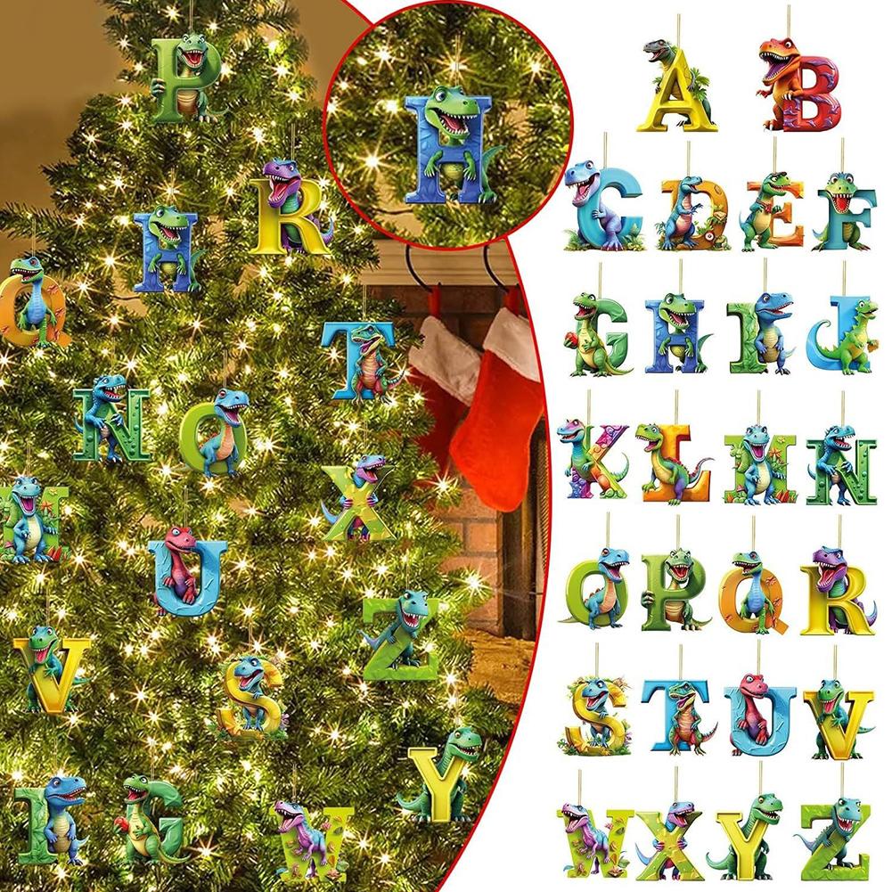 thumbnail image 5 of Ruifaya Dinosaurio navideño acrílico 26 letras dinosaurio navideño cubierta candelabro letras A adorno acrílico para cadena L7P8 adornos Z, 5 of 7