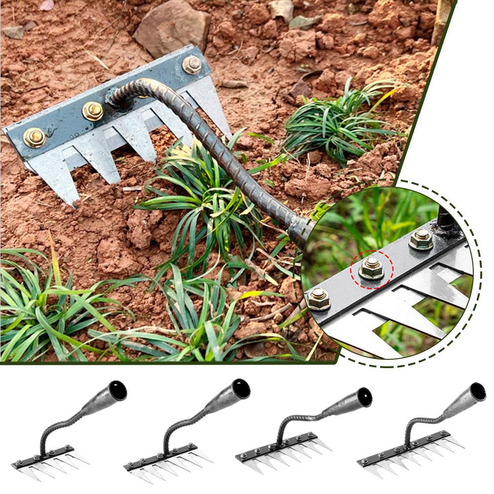 thumbnail image 3 of Wartleves Rastrillo para desmalezar de acero al carbono de 5/6/7/8 dientes, rastrillos pesados de metal para jardín, 3 of 7