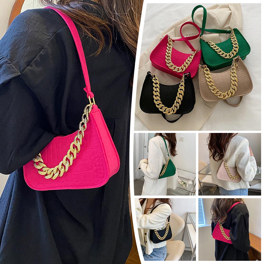 thumbnail image 2 of Ruifaya Bolso de mano con cadena Bolso de mano a la moda para la axila Diseños de nicho de moda y, 2 of 7