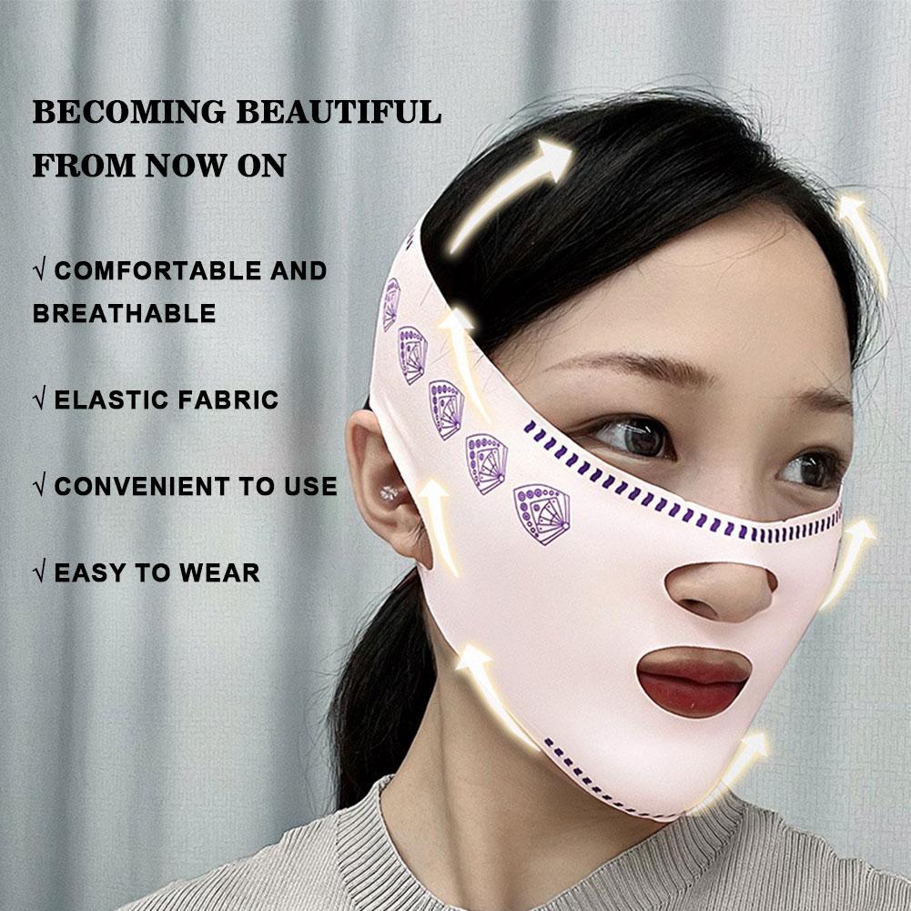 thumbnail image 4 of SGACAI Vendaje facial en V con elasticidad sin costuras para mejorar el vendaje de mentón doble fino., 4 of 7