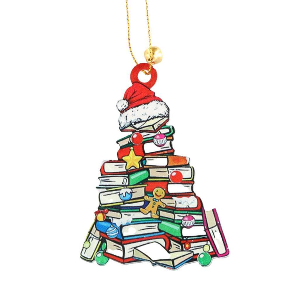 thumbnail image 5 of Ruifaya Adorno colgante para árbol de Navidad con forma de estantería de libros, adorno decorativo para lectura, 5 of 7