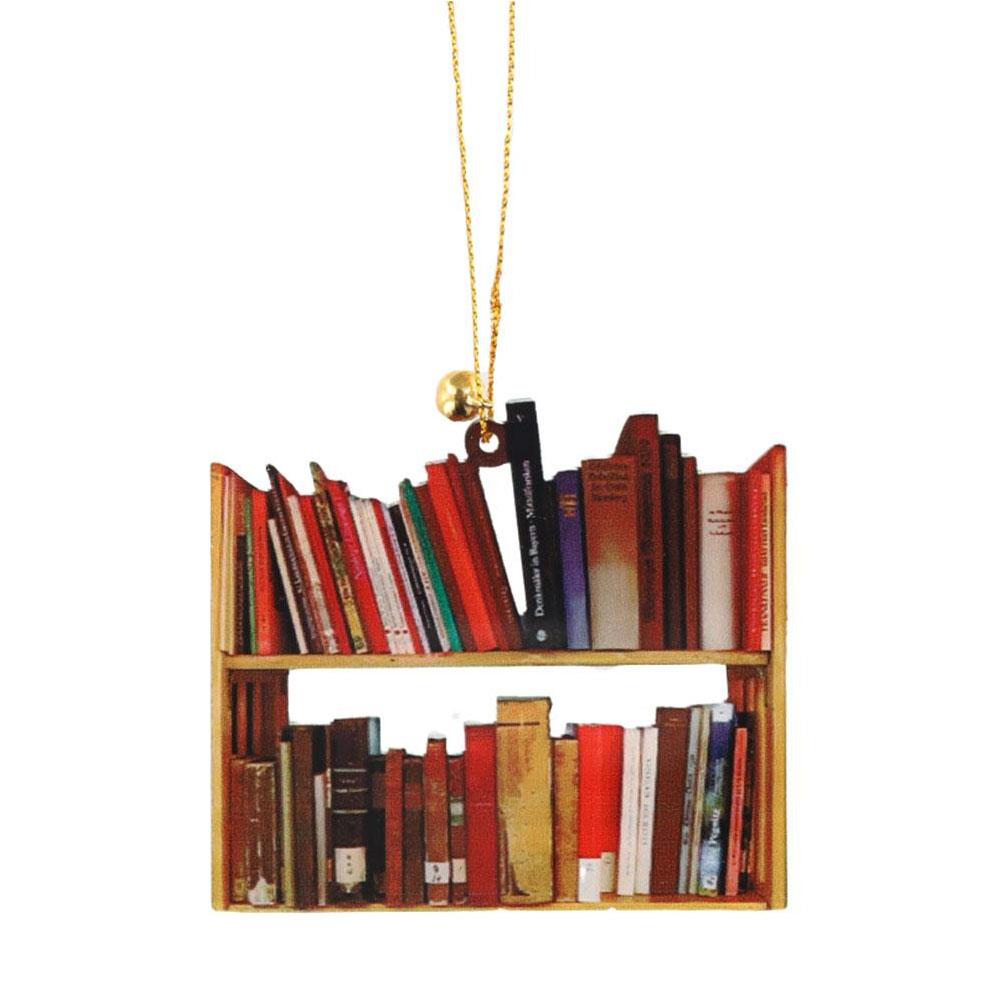 thumbnail image 4 of Ruifaya Adorno colgante para árbol de Navidad con forma de estantería de libros, adorno decorativo para lectura, 4 of 7