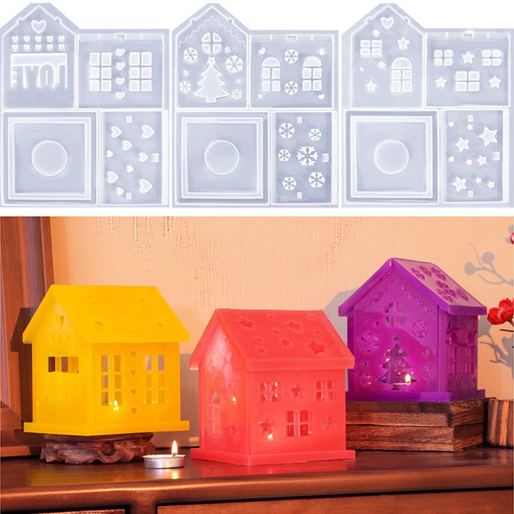 thumbnail image 2 of SGACAI Molde de silicona para casa navideña 3D, molde de silicona para fundición de casas, molde para velas, molde de fundición de casas pequeñas con casas de yeso, moldes de silicona para hacer ve, 2 of 7