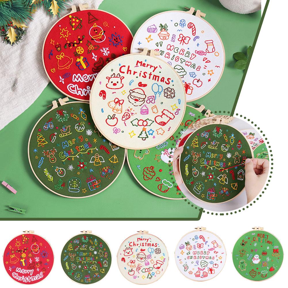 thumbnail image 3 of Ruifaya Juego de bordado a mano navideño, manualidades para hacer tú mismo, bordado estampado, regalos de Navidad para principiantes, 3 of 7