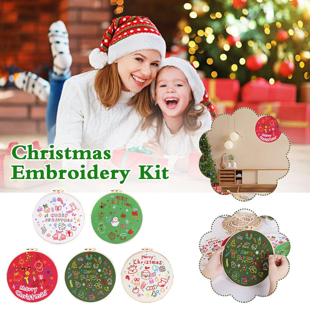 thumbnail image 2 of Ruifaya Juego de bordado a mano navideño, manualidades para hacer tú mismo, bordado estampado, regalos de Navidad para principiantes, 2 of 7