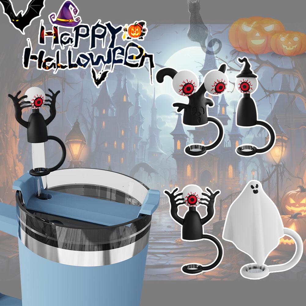 thumbnail image 5 of Ruifaya Tapa de paja con forma de fantasma de Halloween, tapa de paja para taza Gastanli, tapón antipolvo de 6 a 10 mm ﻿θÆ, 5 of 7