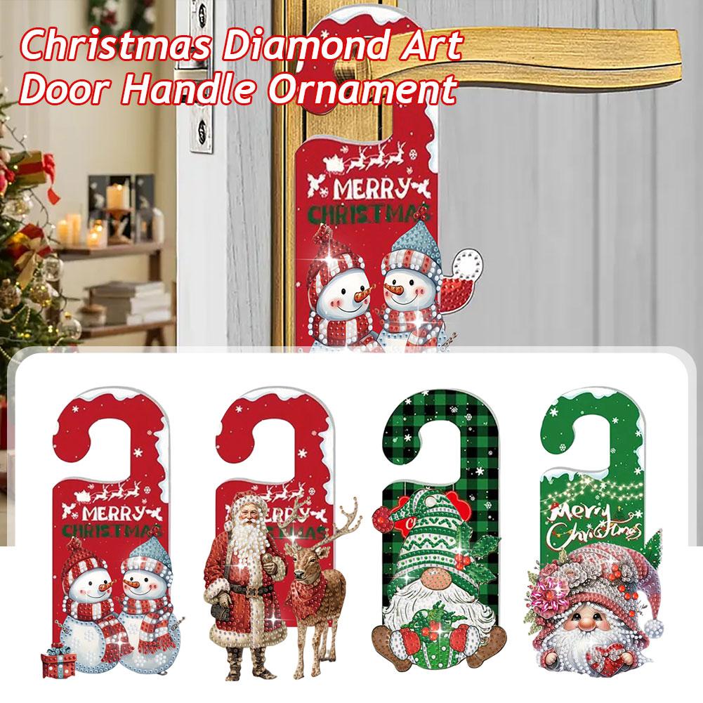 thumbnail image 2 of Ruifaya Adornos colgantes para puerta de Navidad, adornos de diamantes para pomo de puerta de Navidad, adornos para pomo de puerta de Navidad, colgantes para colgar en forma de árbol de Navidad, par, 2 of 7