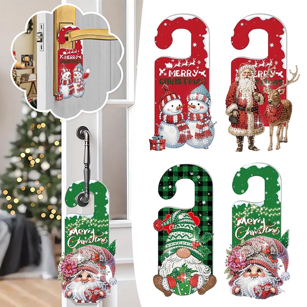 thumbnail image 3 of Ruifaya Adornos colgantes para puerta de Navidad, adornos de diamantes para pomo de puerta de Navidad, adornos para pomo de puerta de Navidad, colgantes para colgar en forma de árbol de Navidad, par, 3 of 7