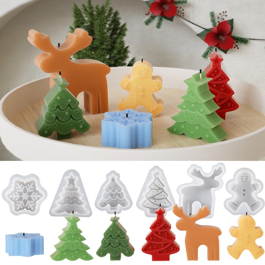 thumbnail image 3 of Ruifaya Molde de vela de resina navideña Alce Muñeco de nieve Hombre de jengibre Árbol de Navidad Rápido, 3 of 7