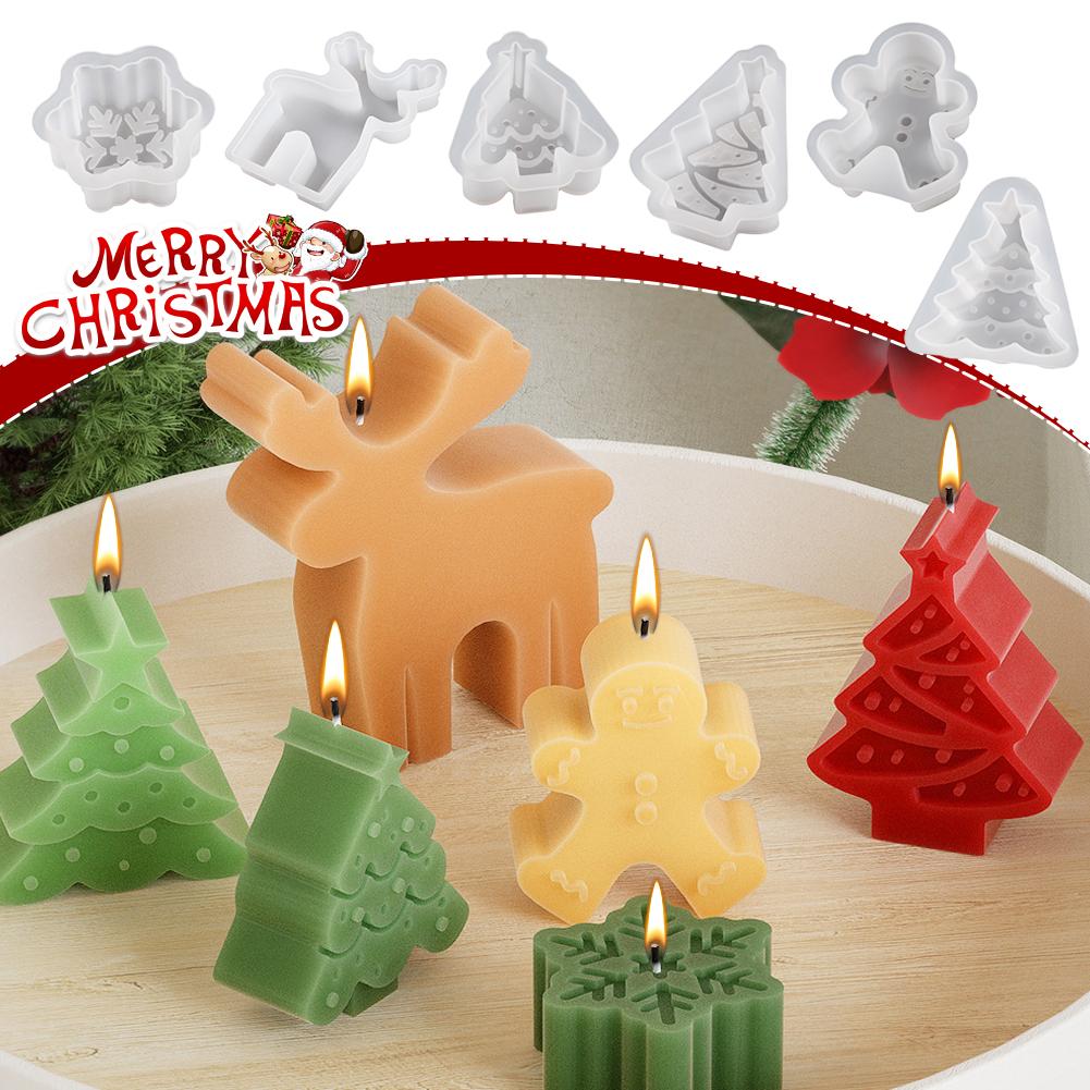 thumbnail image 2 of Ruifaya Molde de vela de resina navideña Alce Muñeco de nieve Hombre de jengibre Árbol de Navidad Rápido, 2 of 7