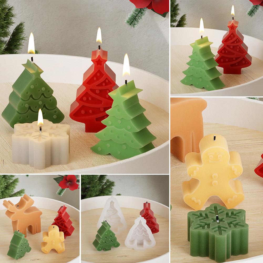 thumbnail image 4 of Ruifaya Molde de vela de resina navideña Alce Muñeco de nieve Hombre de jengibre Árbol de Navidad Rápido, 4 of 7