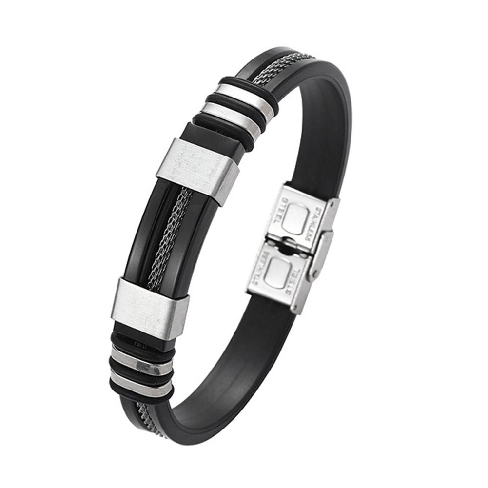 thumbnail image 5 of SGACAI Nueva pulsera de desintoxicación de acero de titanio estilo punk para hombres, pulseras de silicona B3V8 θш, 5 of 7