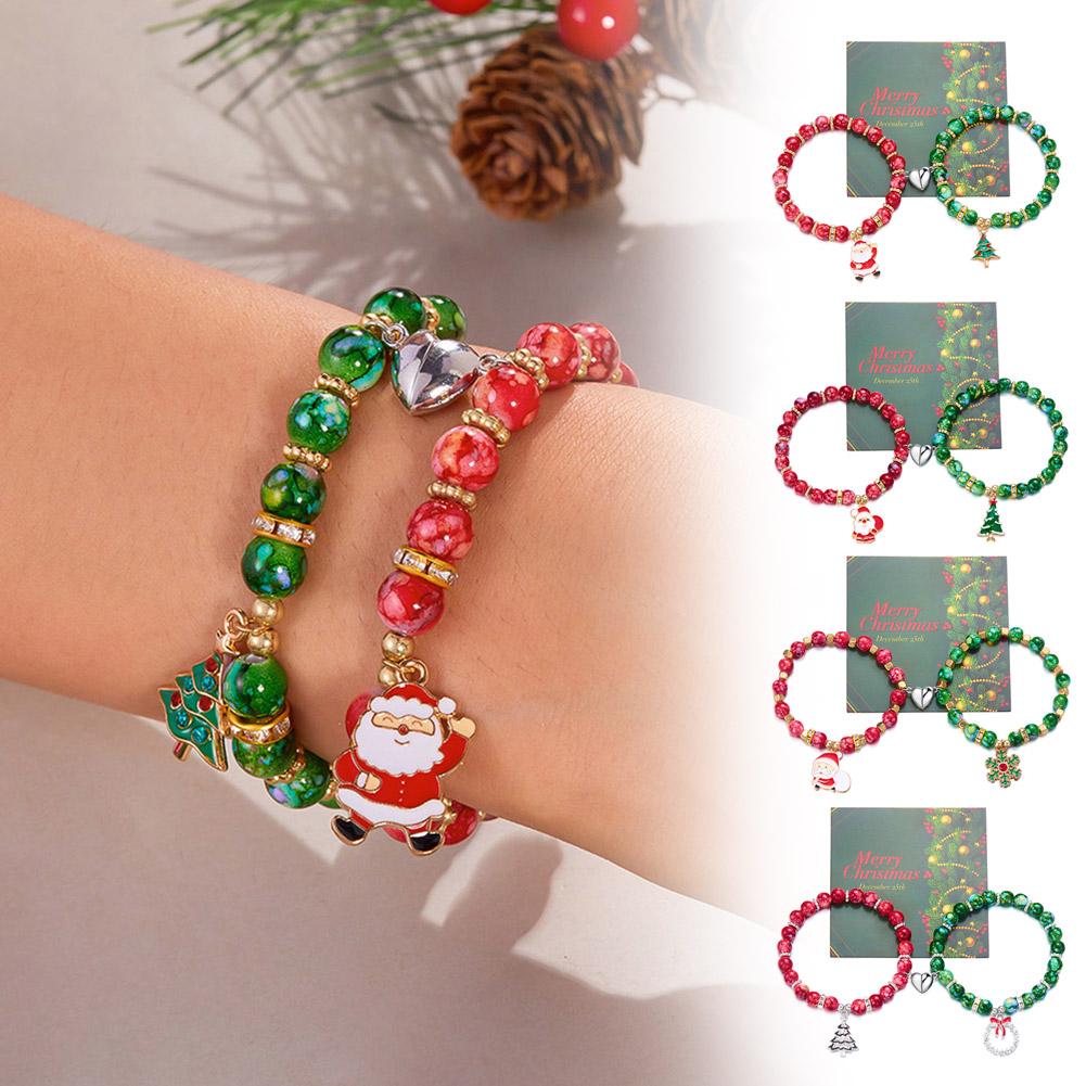 thumbnail image 2 of Wartleves Nueva pulsera de regalo navideña Pulsera de 7" Pulsera roja y verde, 2 of 7