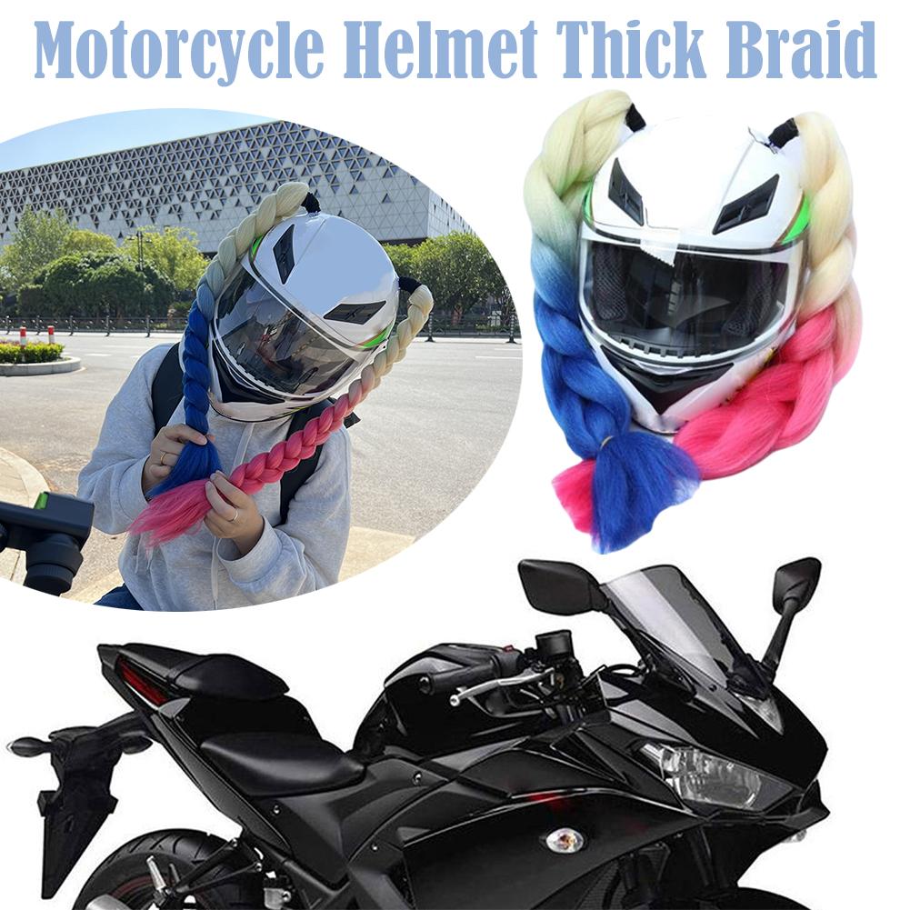 thumbnail image 3 of Wartleves 1 par de cascos de motocicleta estilo punk con rastas para mujer, coleta trenzada para bicicleta Y χ, 3 of 7