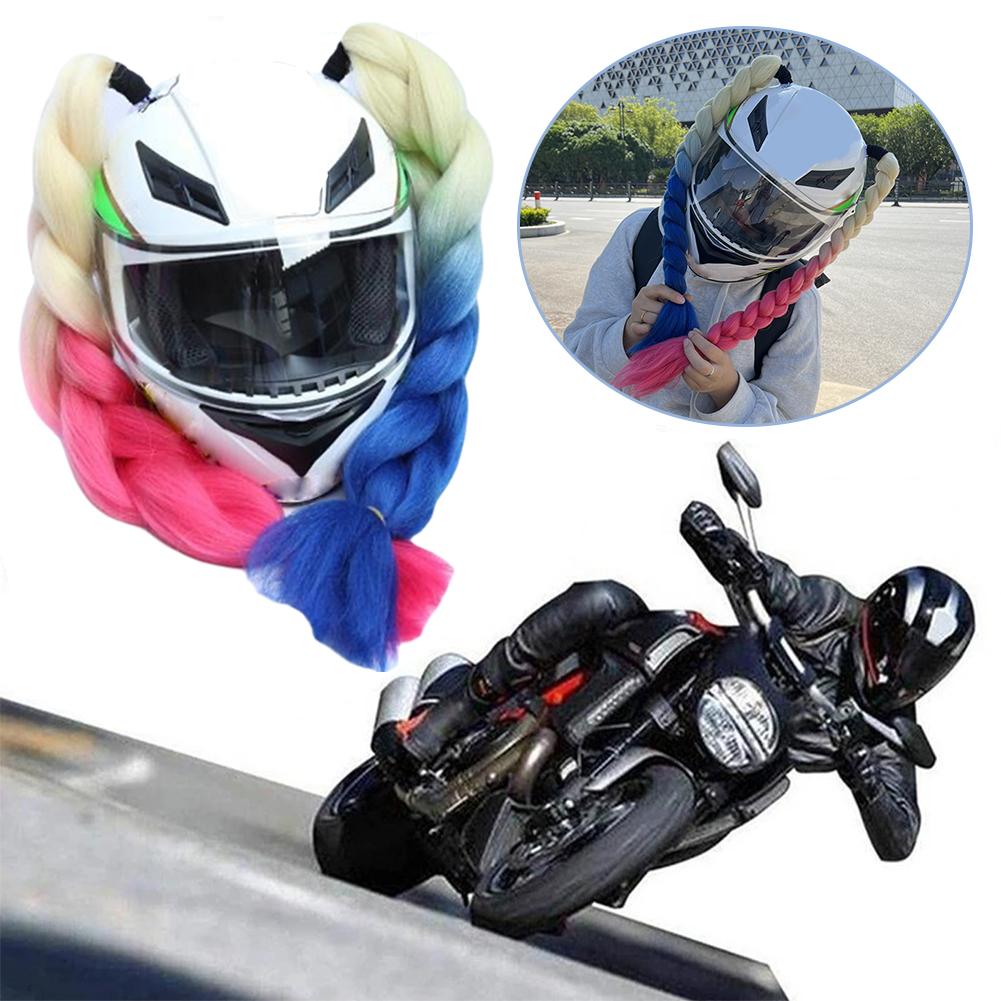 thumbnail image 2 of SGACAI 1 par de cascos de motocicleta estilo punk con rastas para mujer, coleta trenzada para bicicleta Y χ, 2 of 7