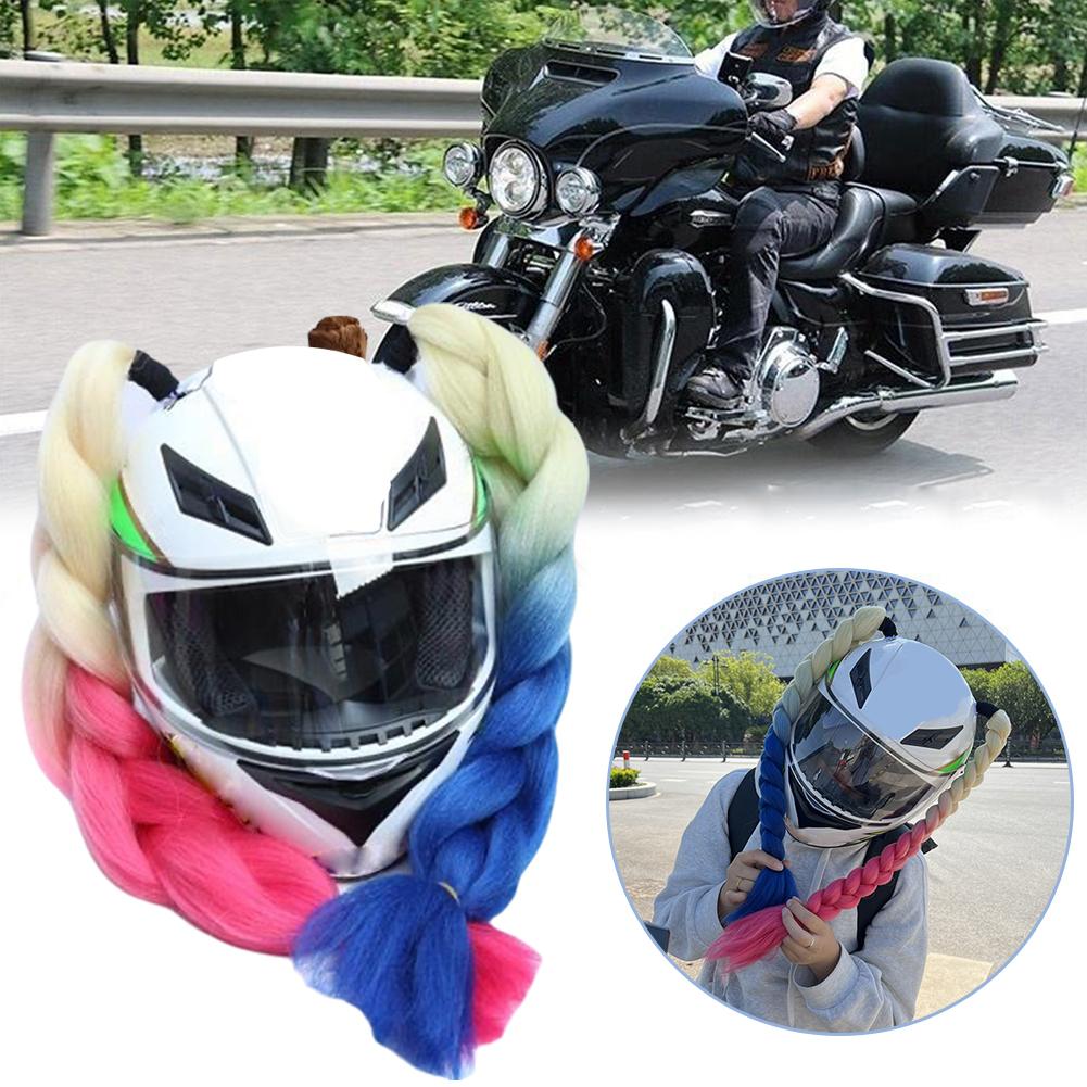 thumbnail image 4 of SGACAI 1 par de cascos de motocicleta estilo punk con rastas para mujer, coleta trenzada para bicicleta Y χ, 4 of 7