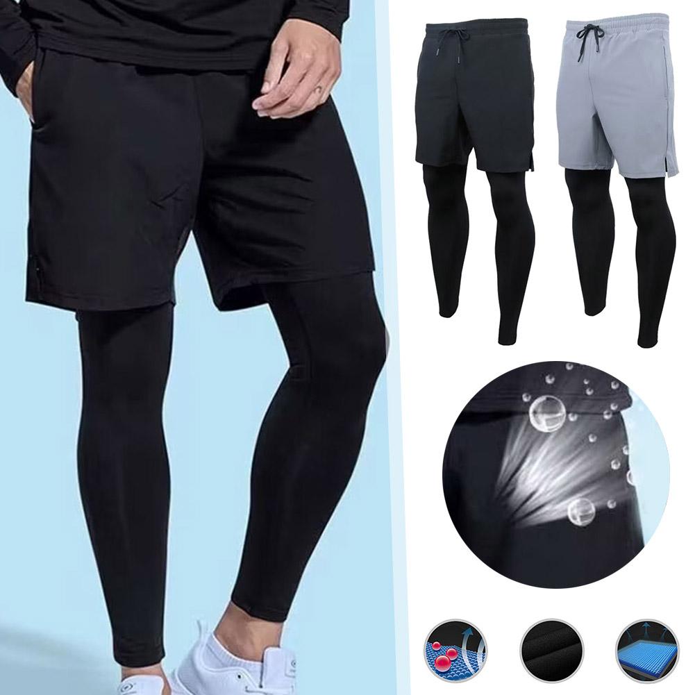 thumbnail image 2 of Wartleves Pantalones de running para hombre Mallas deportivas de compresión 2 en 1 de secado rápido para fitness y gimnasio, 2 of 7