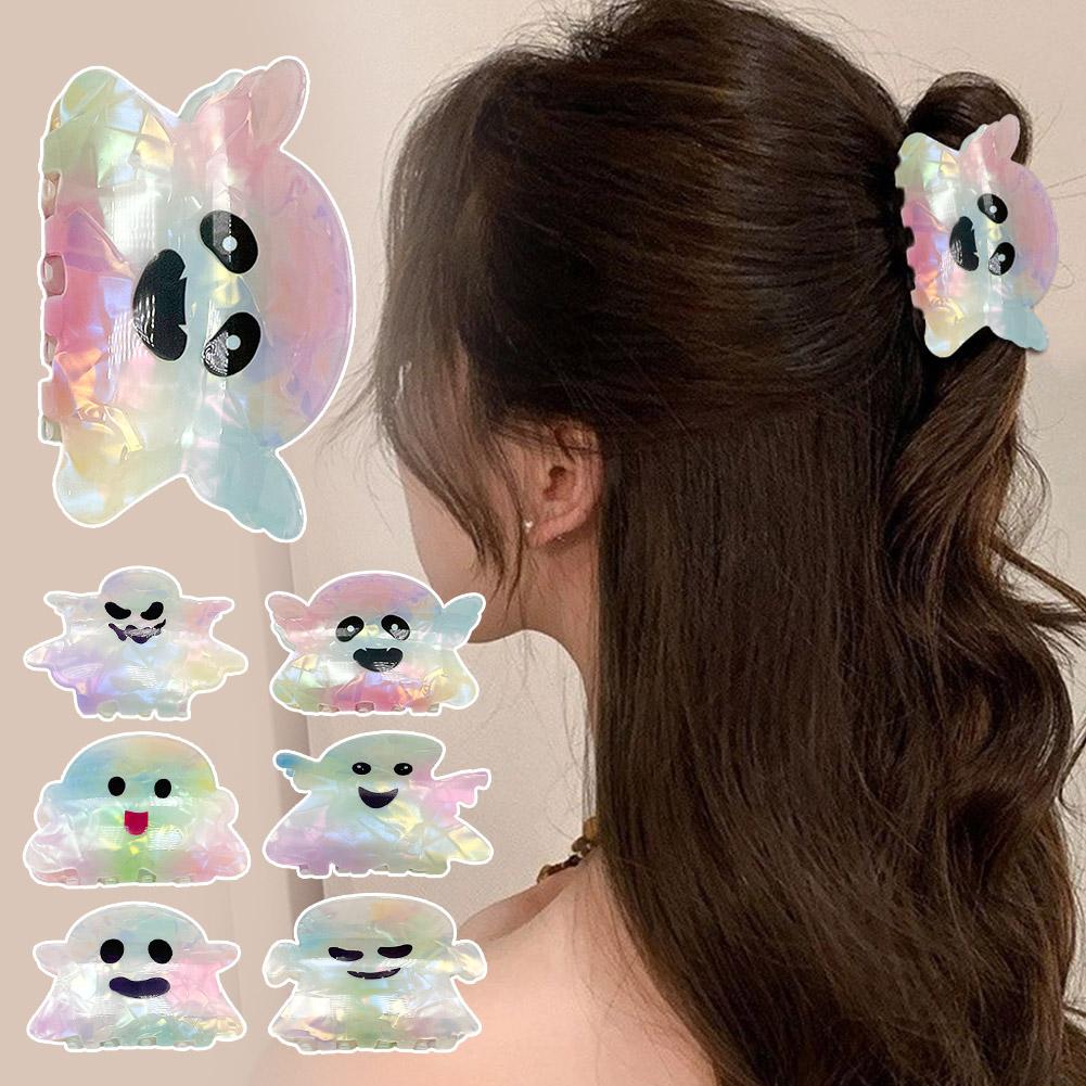 thumbnail image 4 of Wartleves Pinzas para el pelo con forma de fantasma para Halloween, pinzas para el pelo con forma de fantasma con efecto láser, pinzas bonitas para Halloween, bonitas pinzas para el pelo con forma de, 4 of 7