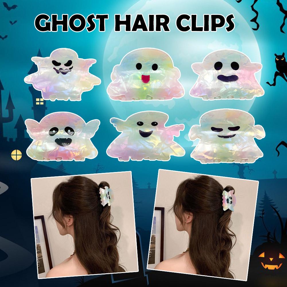 thumbnail image 2 of Wartleves Pinzas para el pelo con forma de fantasma para Halloween, pinzas para el pelo con forma de fantasma con efecto láser, pinzas bonitas para Halloween, bonitas pinzas para el pelo con forma de, 2 of 7