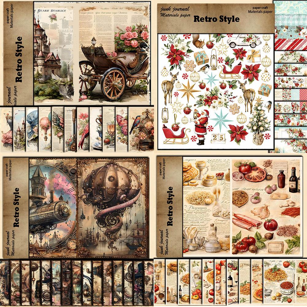 thumbnail image 3 of SGACAI RYGRZJ Kit de papel para manualidades de álbumes de recortes vintage, paquete de papel con patrones para manualidades decorativas, papel para decoupage para hacer tarjetas de bricolaje para, 3 of 7