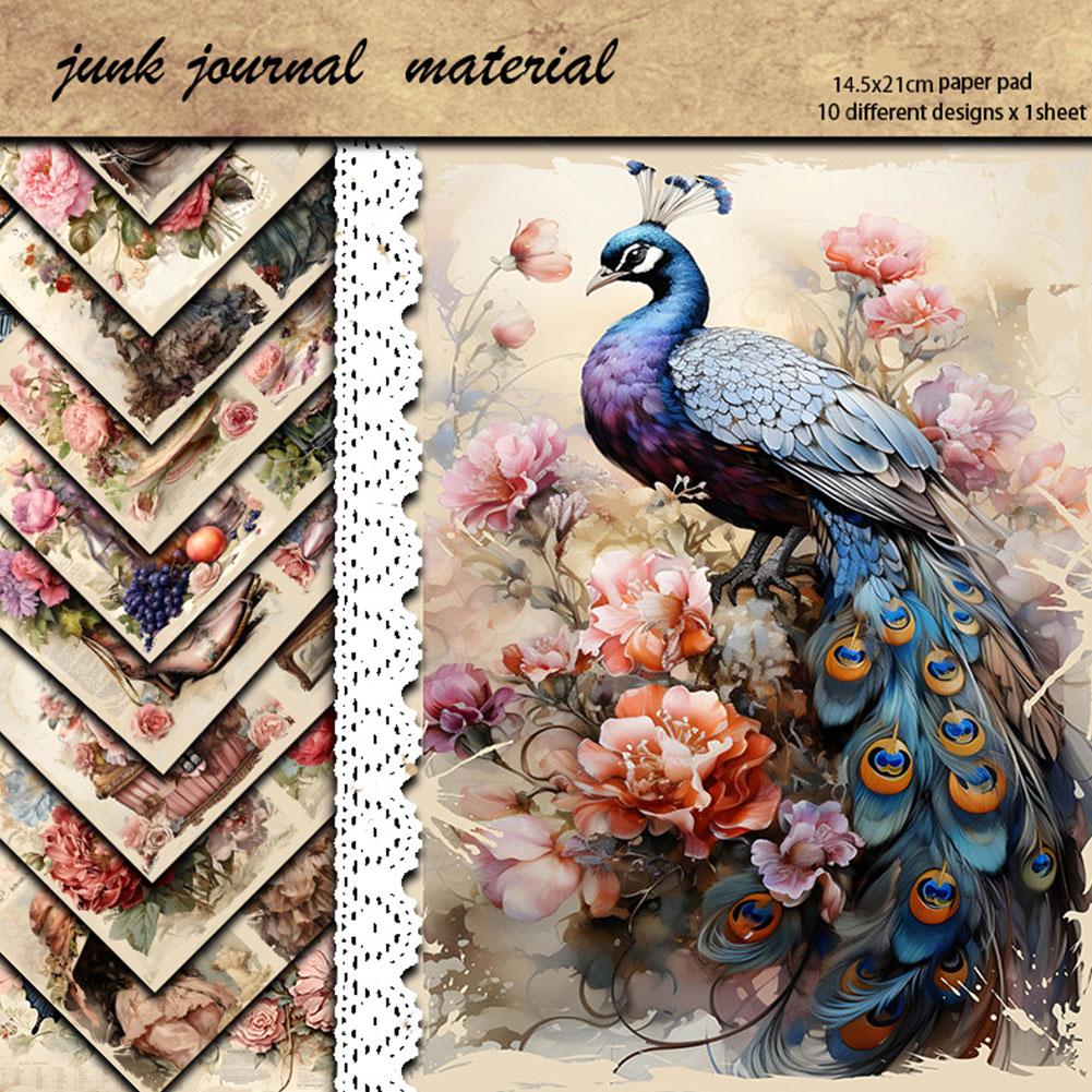 thumbnail image 2 of SGACAI RYGRZJ Kit de papel para manualidades de álbumes de recortes vintage, paquete de papel con patrones para manualidades decorativas, papel para decoupage para hacer tarjetas de bricolaje para, 2 of 7