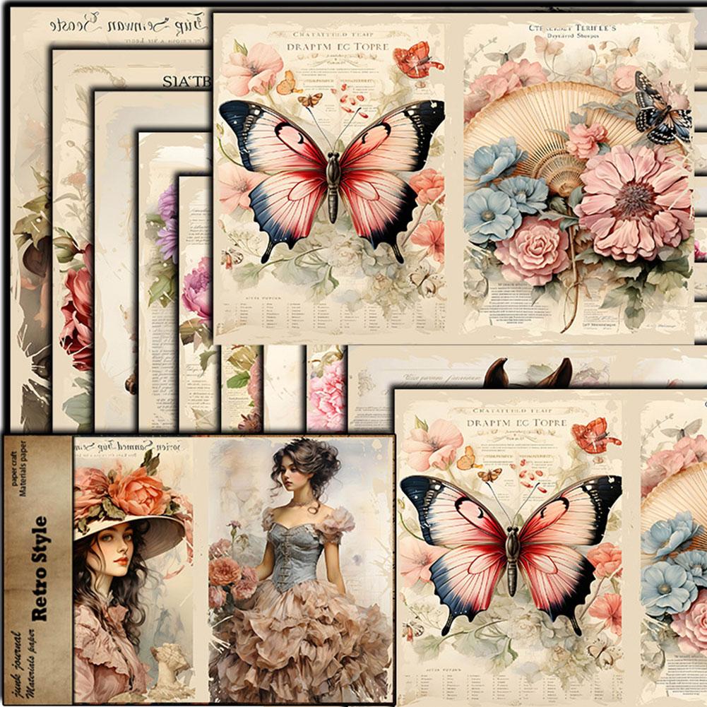 thumbnail image 4 of SGACAI RYGRZJ Kit de papel para manualidades de álbumes de recortes vintage, paquete de papel con patrones para manualidades decorativas, papel para decoupage para hacer tarjetas de bricolaje para, 4 of 7