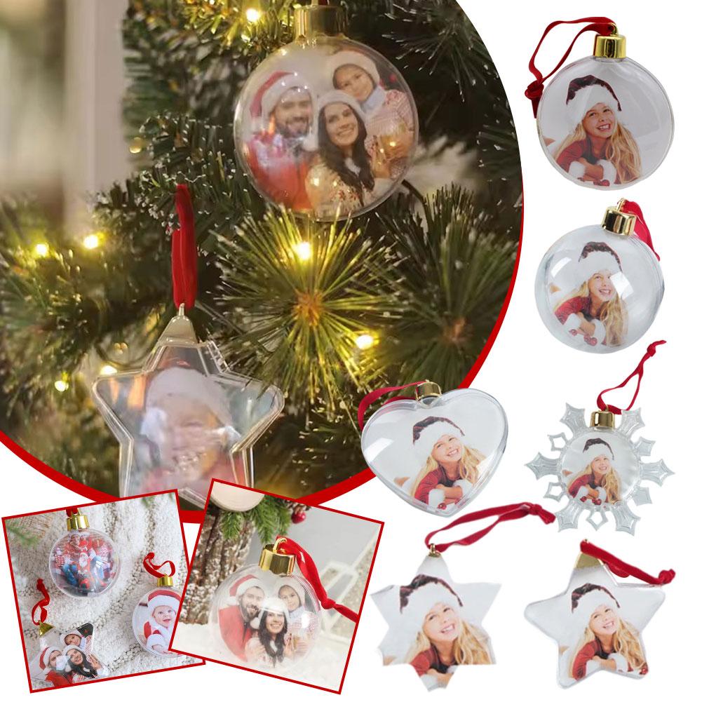 thumbnail image 2 of Ruifaya Bola de adorno para fotos de Navidad, adorno de marco de fotos colgante de plástico transparente para Navidad, adornos para fotos familiares, decoración para árbol de Navidad, marcos de foto, 2 of 7