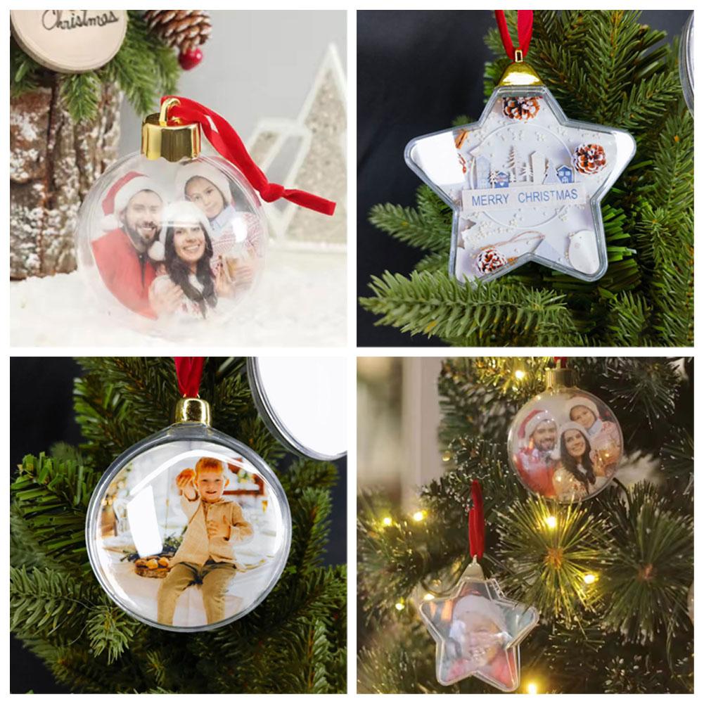 thumbnail image 4 of Ruifaya Bola de adorno para fotos de Navidad, adorno de marco de fotos colgante de plástico transparente para Navidad, adornos para fotos familiares, decoración para árbol de Navidad, marcos de foto, 4 of 7