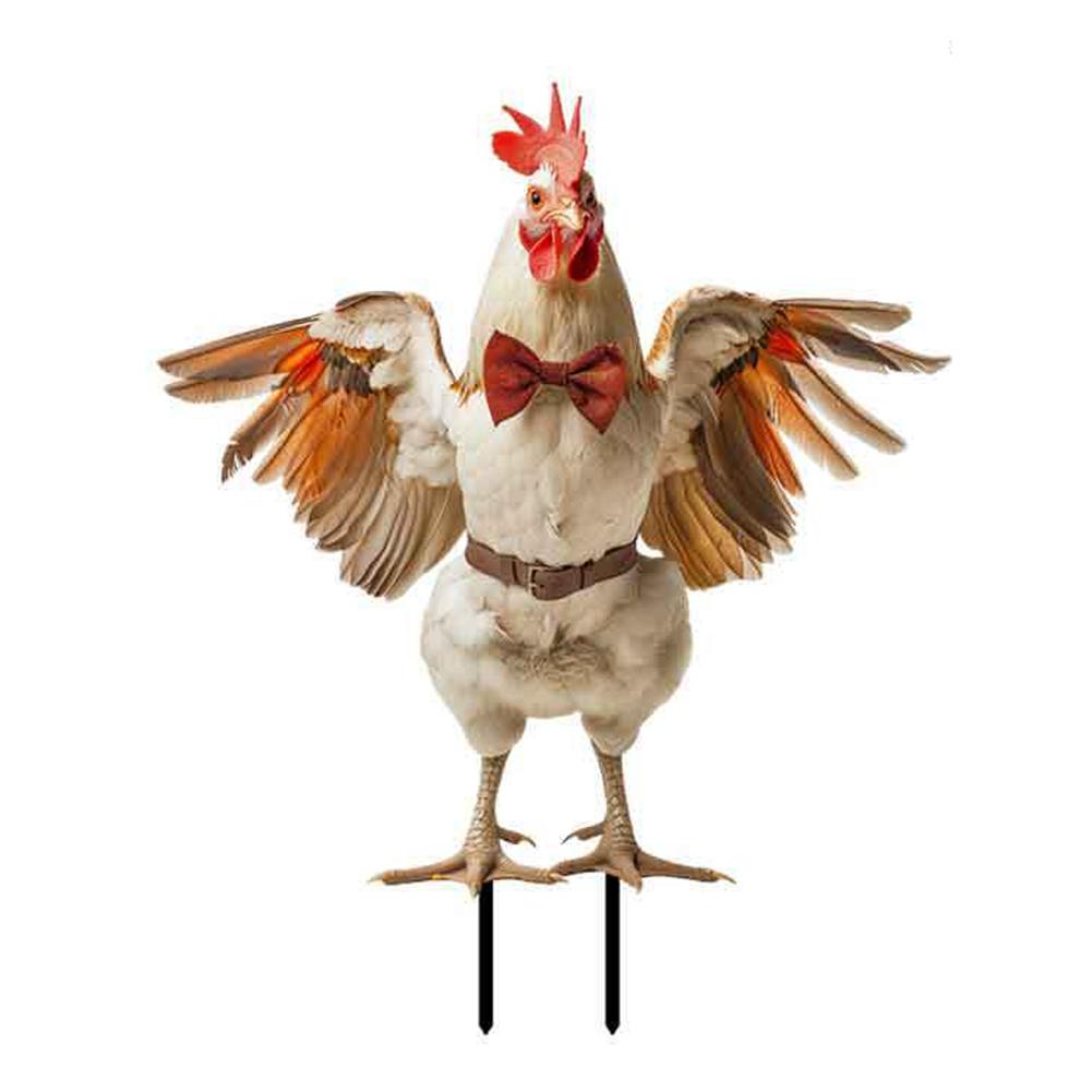 thumbnail image 5 of SGACAI Esqueleto de pollo, alas de gallo para Halloween, decoración de Halloween, metal 2D, señal de patio, 5 of 7