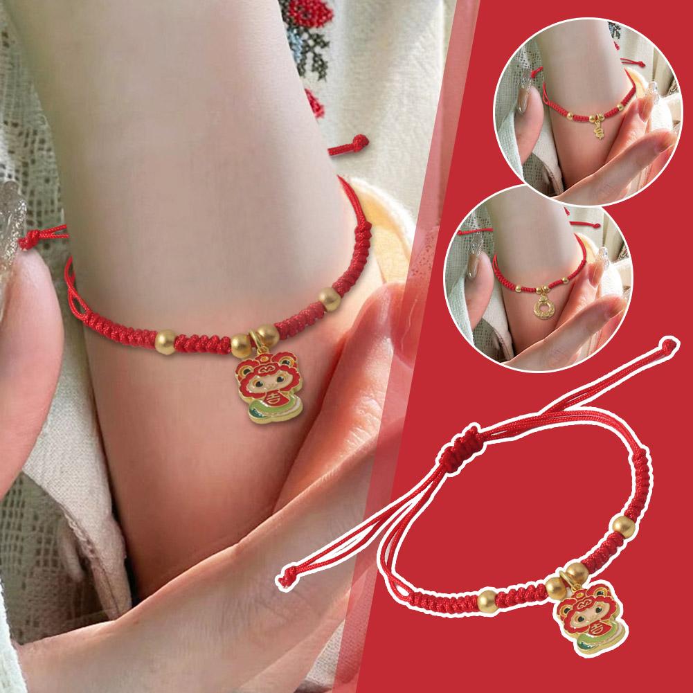 thumbnail image 2 of SGACAI Pulsera de hilo rojo de serpiente del Año Nuevo 2025, pulsera de cuerda roja ajustable, joyería con símbolo de buena suerte, pulsera de protección de Feng Shui chino para mujeres y hombres, 2 of 7