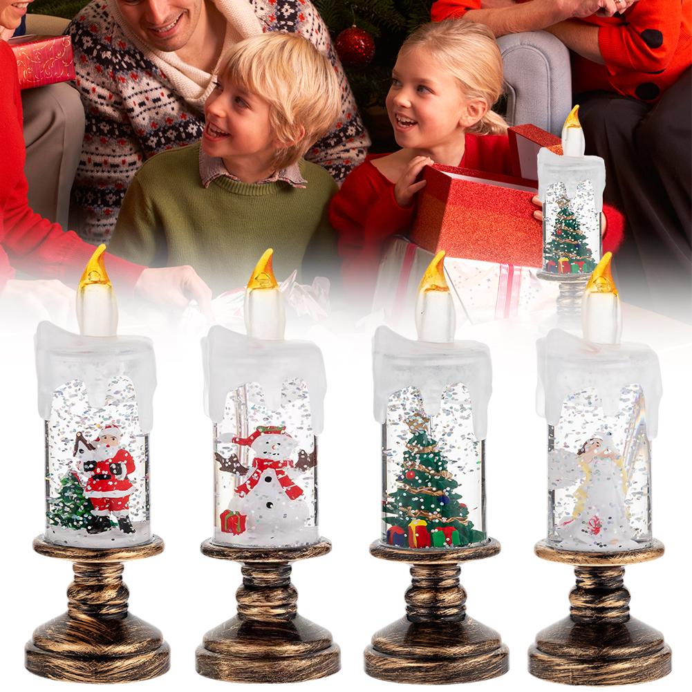thumbnail image 2 of Ruifaya Luces de vela sin llama con forma de bola de nieve navideña, luces de vela sin llama con pilas impermeables para Navidad, luces navideñas para decoración de mesa navideña, 2 of 7