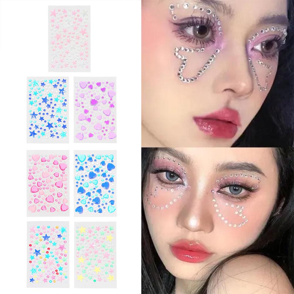thumbnail image 4 of Ruifaya Pegatinas de maquillaje DIY Pegatinas 3D Gemas para ojos y rostros Pegatinas con purpurina T7N7, 4 of 7